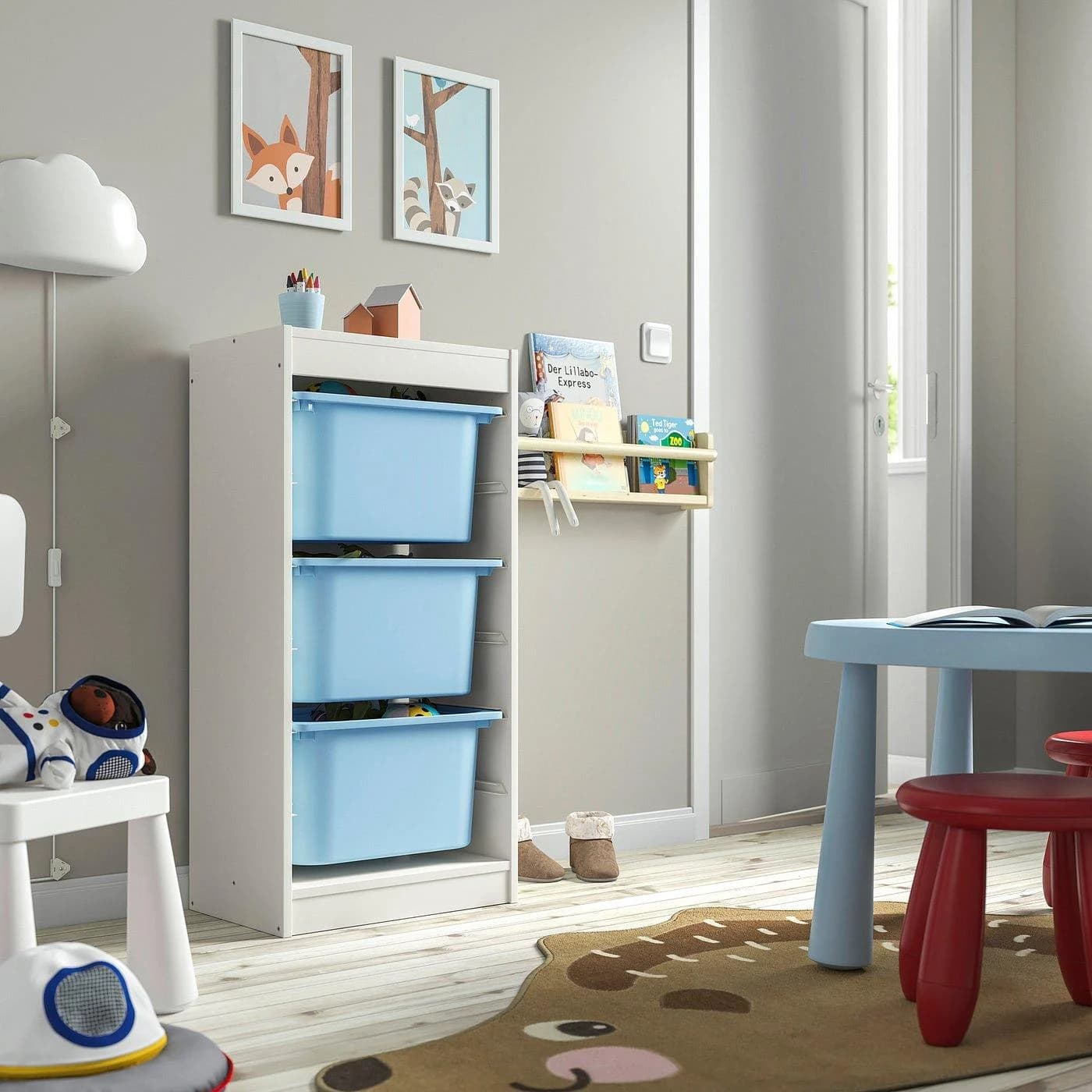 IKEA TROFAST Aufbewahrung mit Boxen Weiß/Hellblau
