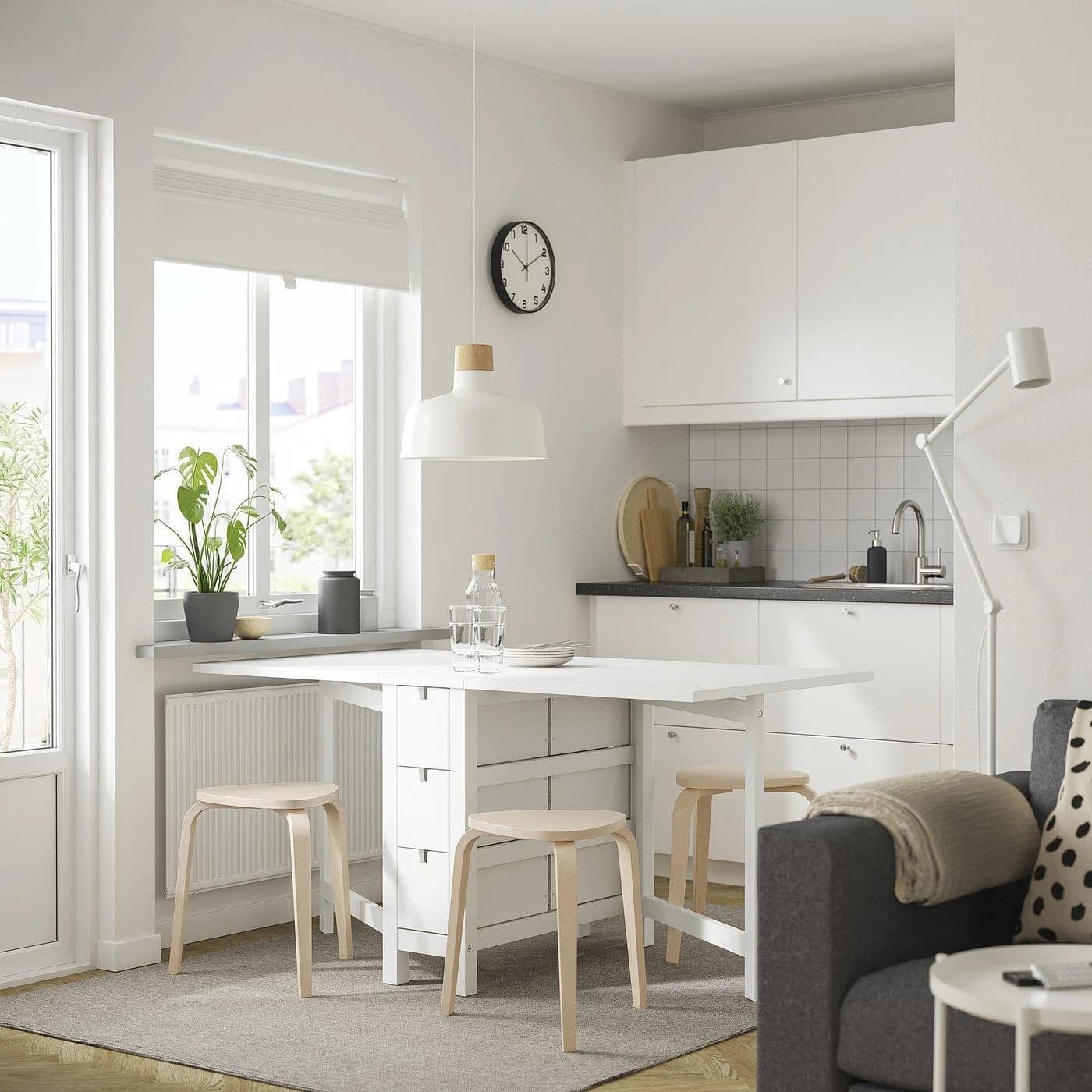 IKEA NORDEN / KYRRE Tisch und 4 Hocker Weiß Birke
