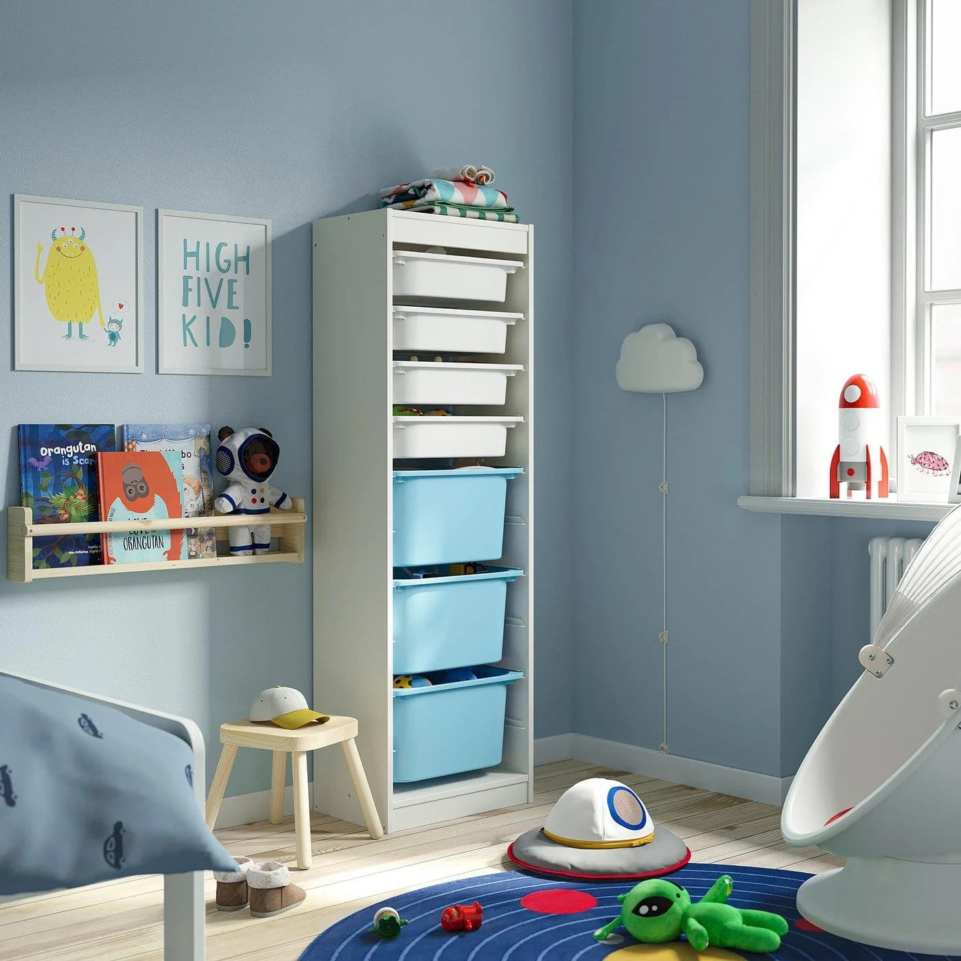 IKEA TROFAST Aufbewahrung mit Boxen Weiß/Hellblau