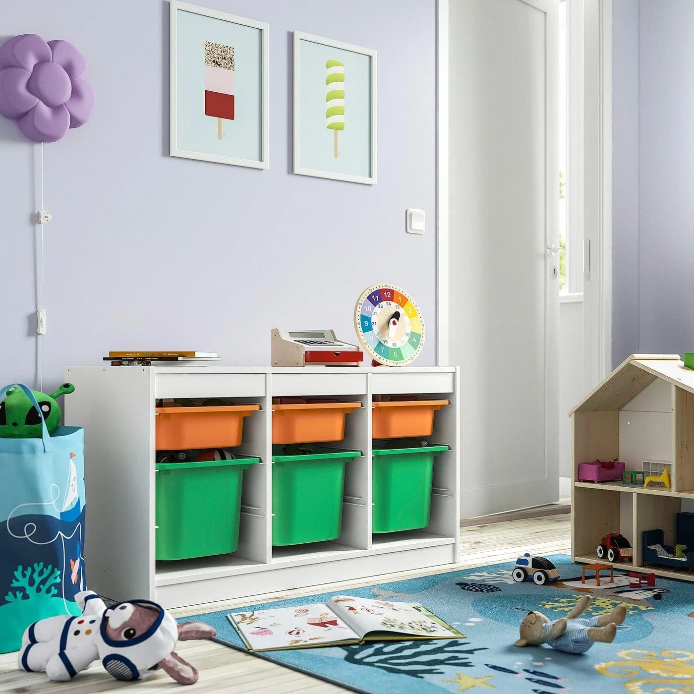 IKEA TROFAST Aufbewahrung mit Boxen Weiß Hellorange Grün