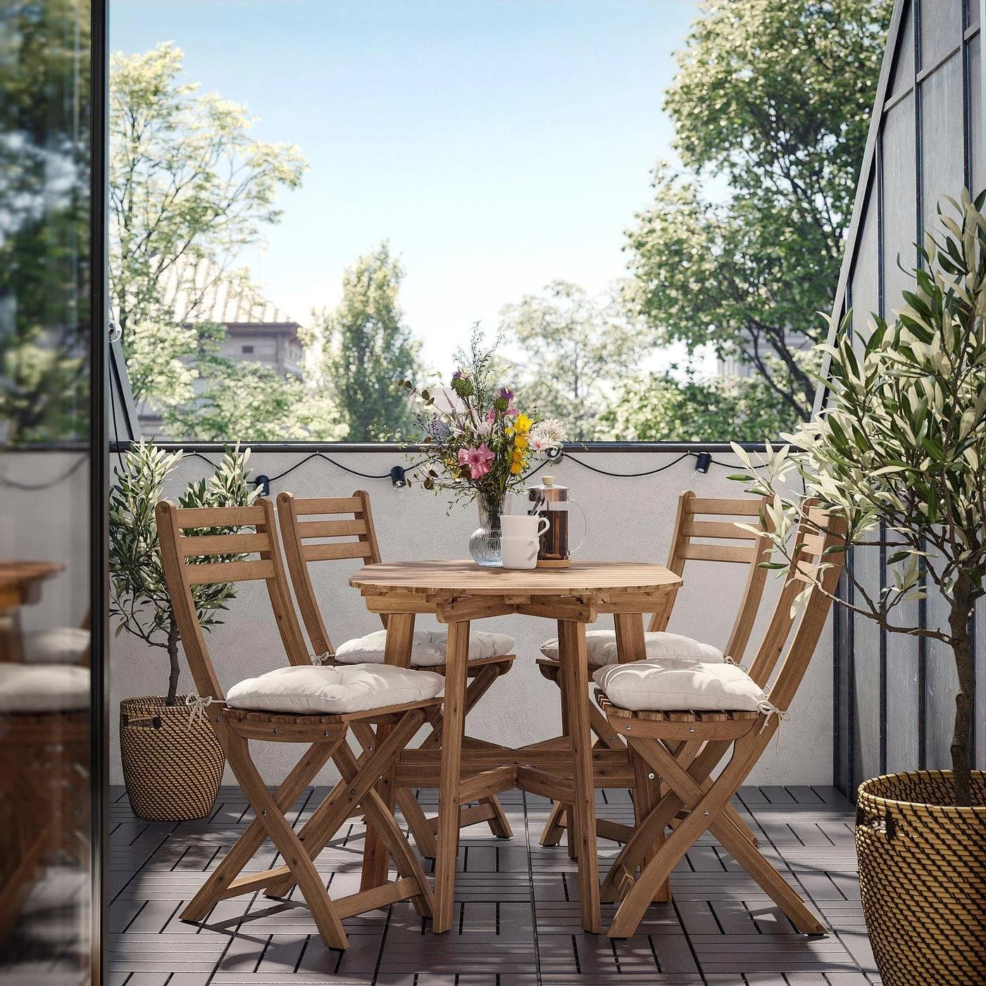 IKEA ASKHOLMEN Klapptisch+4 Klappstühle/außen faltbar dunkelbraun