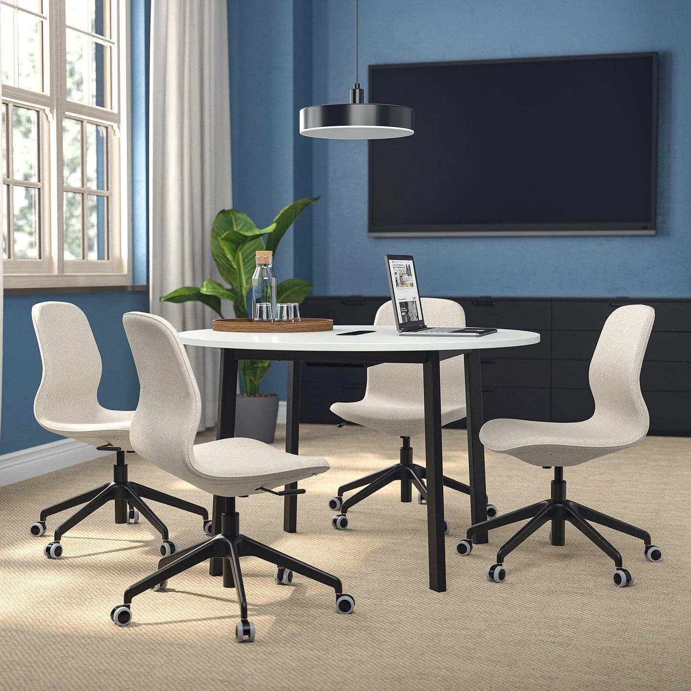 IKEA MITTZON Konferenztisch Rund Schwarz Weiß