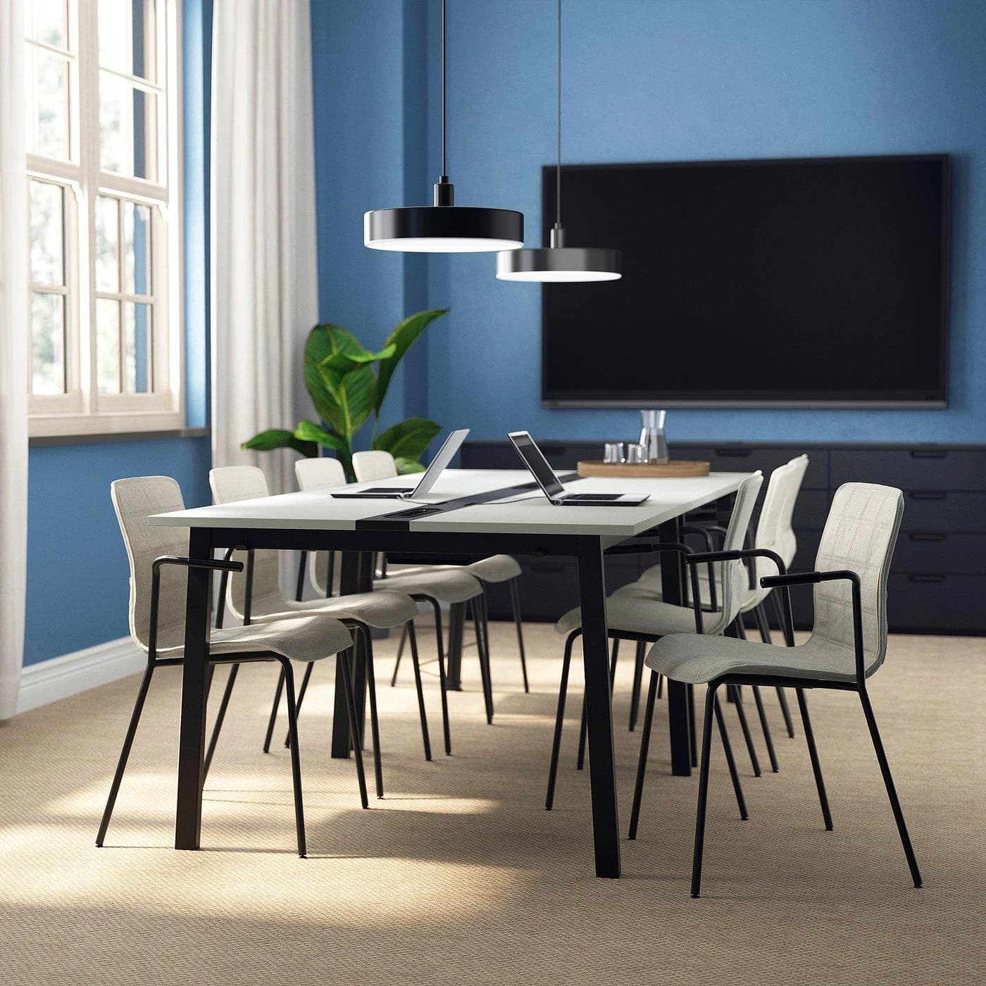 IKEA MITTZON Konferenztisch Schwarz Weiß Modular