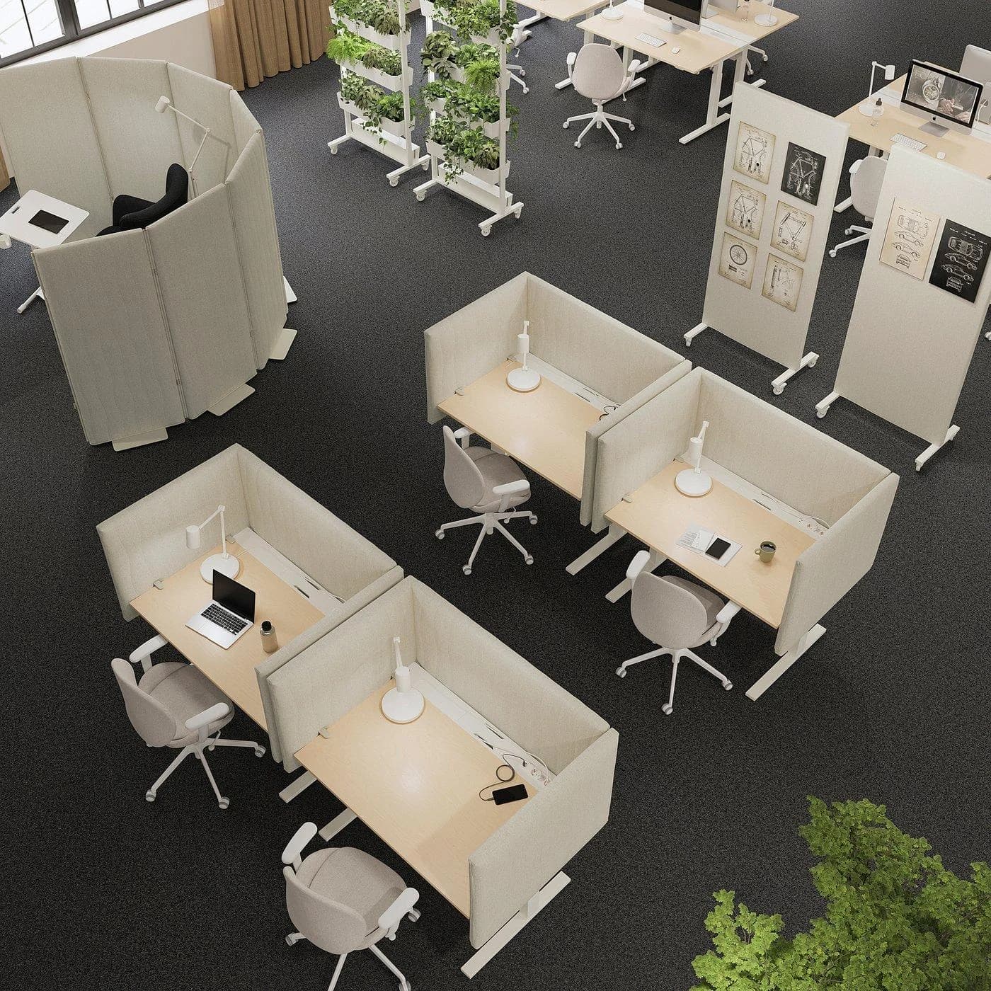 IKEA MITTZON Schreibtisch sitz/steh Weiß Birkenfurnier