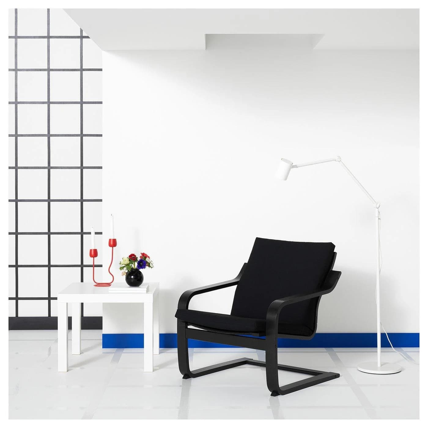 IKEA POÄNG Sessel mit niedriger Lehne Dunkelbraun/Schwarz