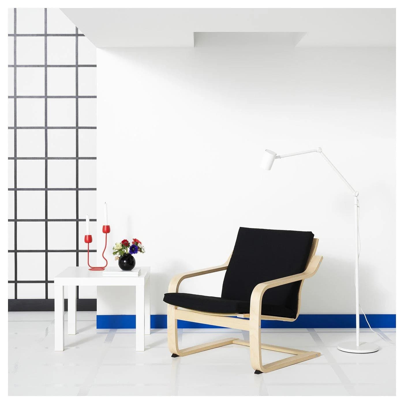 IKEA POÄNG Sessel mit niedriger Lehne Beige Schwarz
