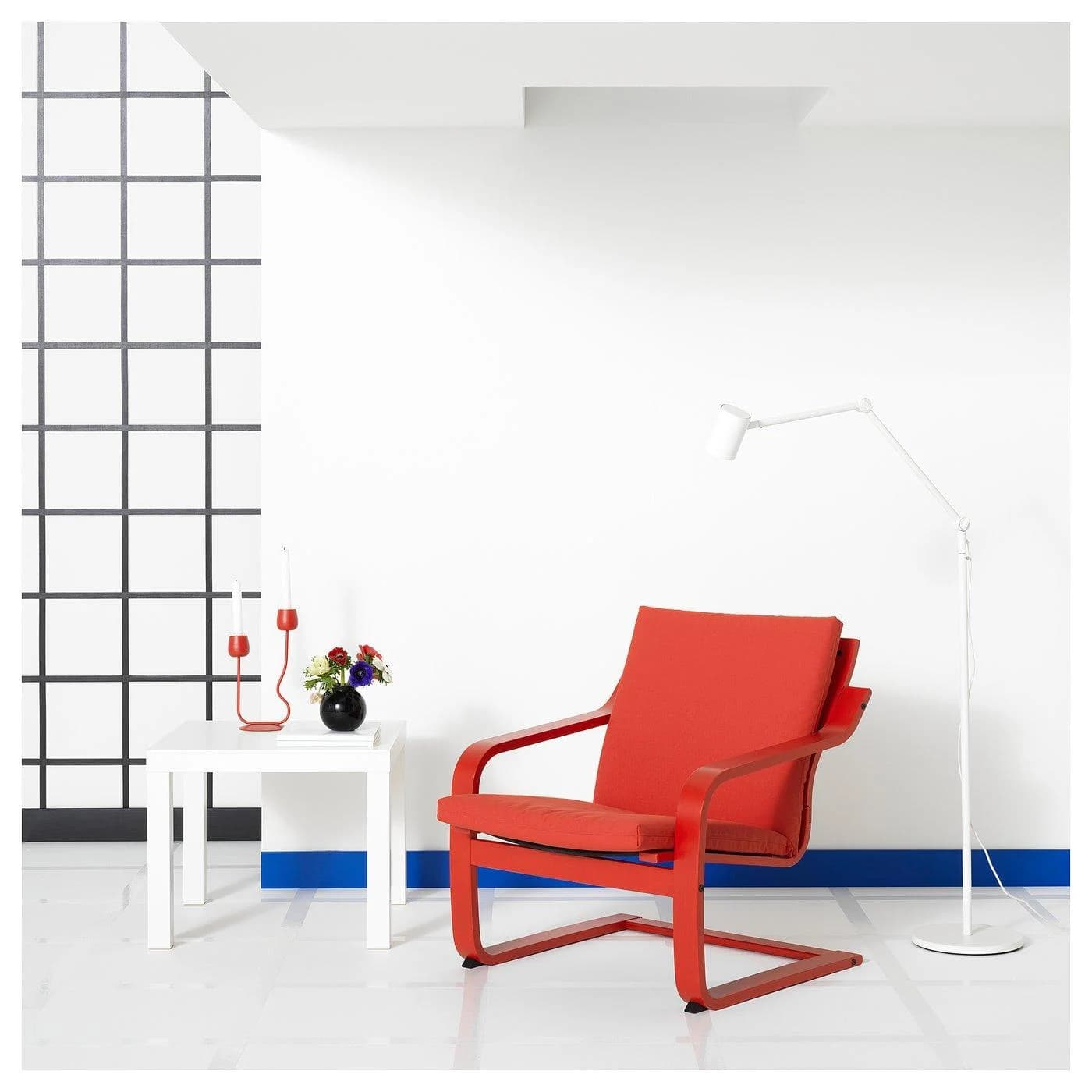 IKEA POÄNG Sessel mit niedriger Lehne Rot