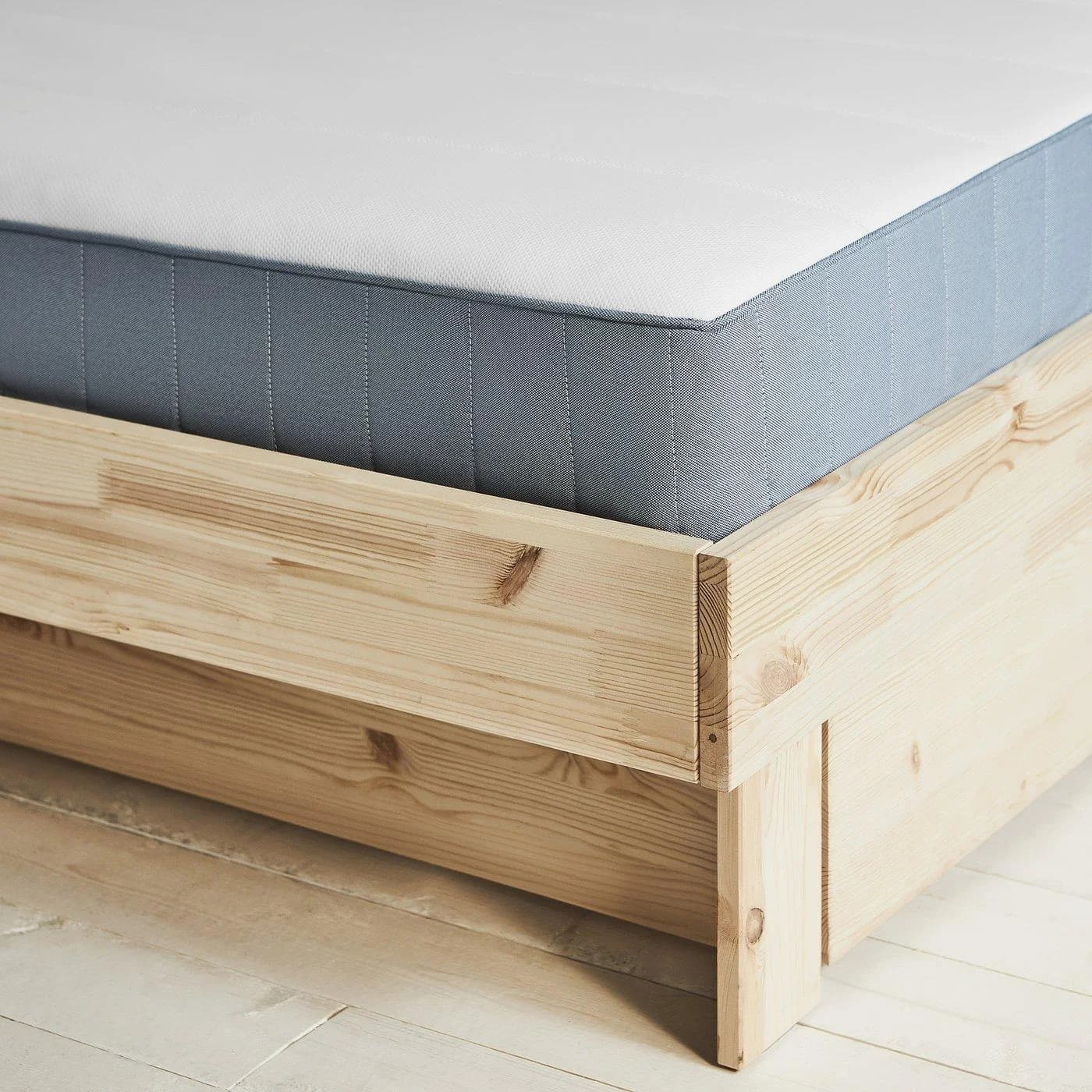 IKEA GLAMBERGET Bettgestell mit Matratze, Aufbewahrung & Tischen Kiefernholz
