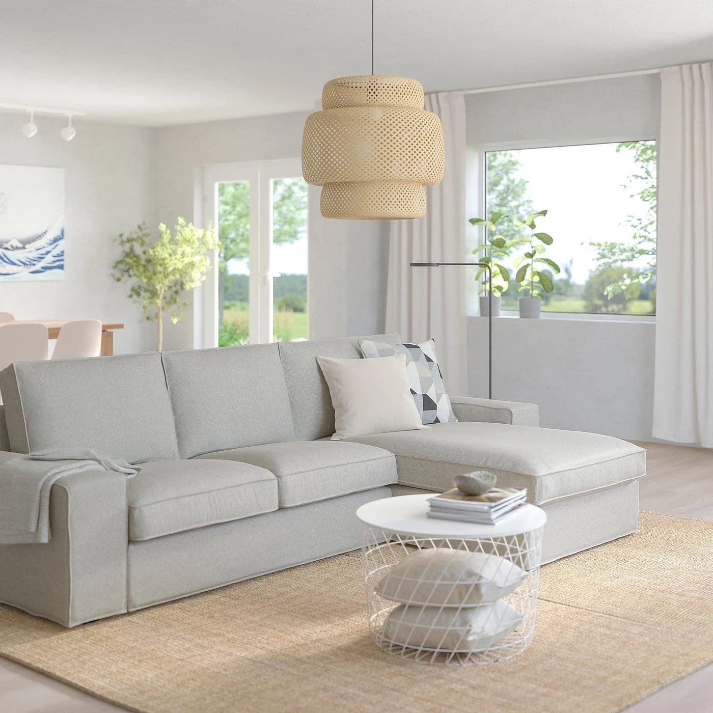 IKEA KIVIK 3er-Sofa mit Récamiere Schwarz/Weiß