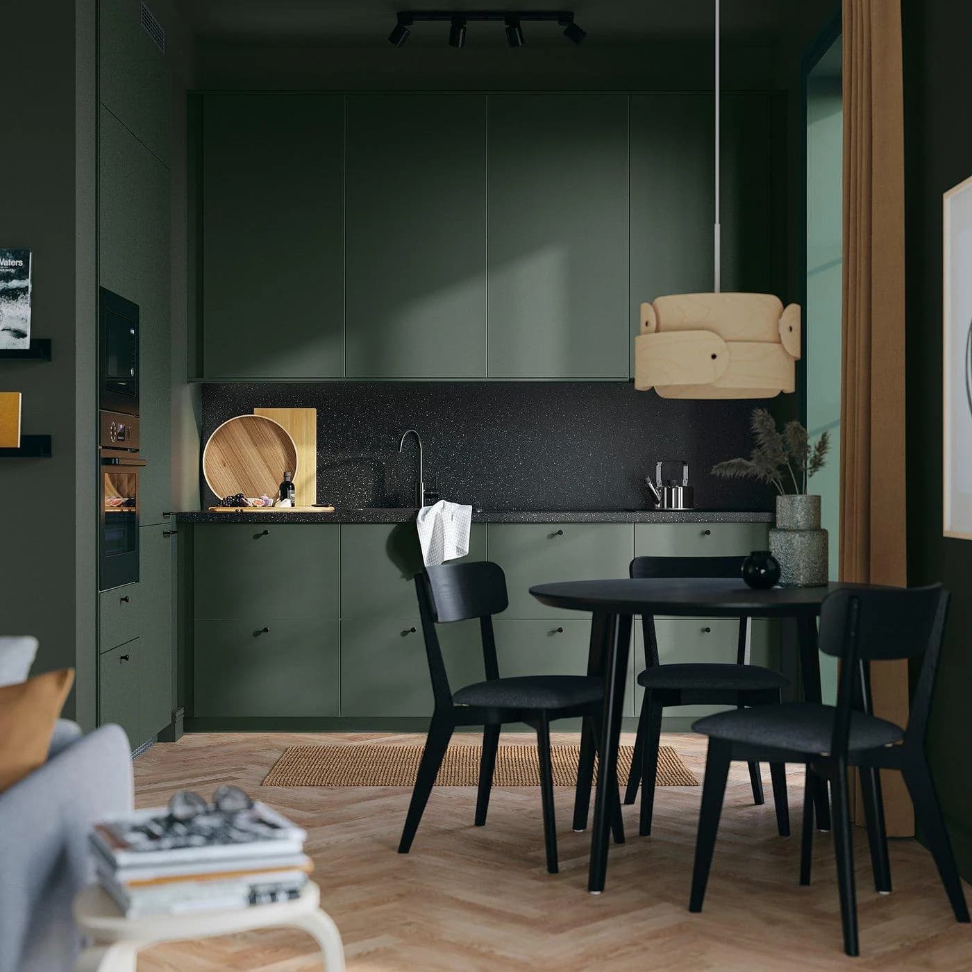 IKEA METOD / MAXIMERA Wandschrank mit Tür/2 Schubladen Weiß/HAVSTORP Tiefgrün