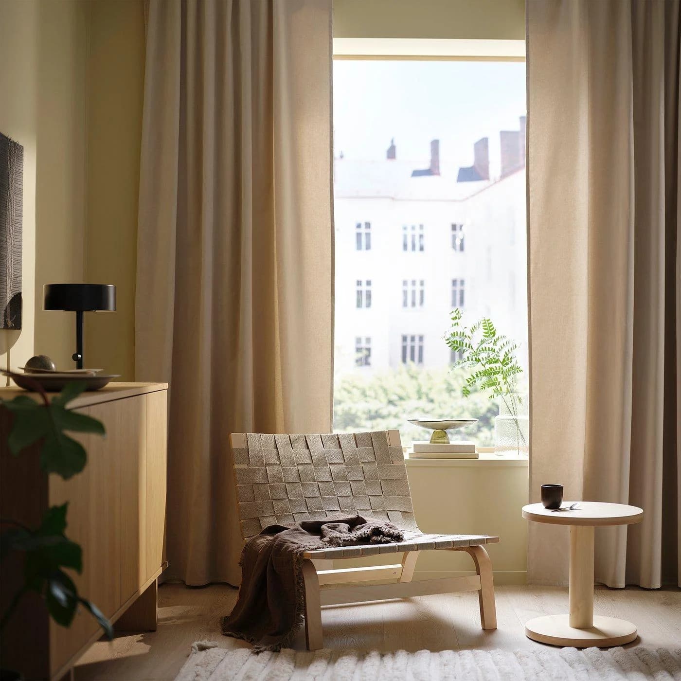 IKEA SANELA 2 Gardinenschals Hellbeige Baumwollsamt