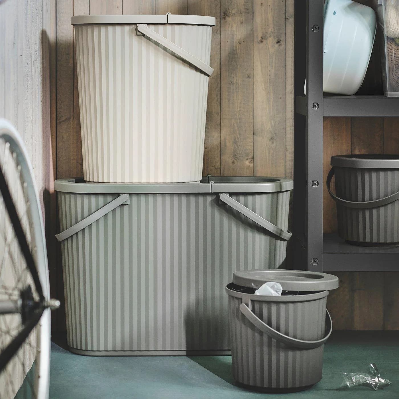 IKEA DAMMÄNG Behälter mit Deckel Grau Stapelbar