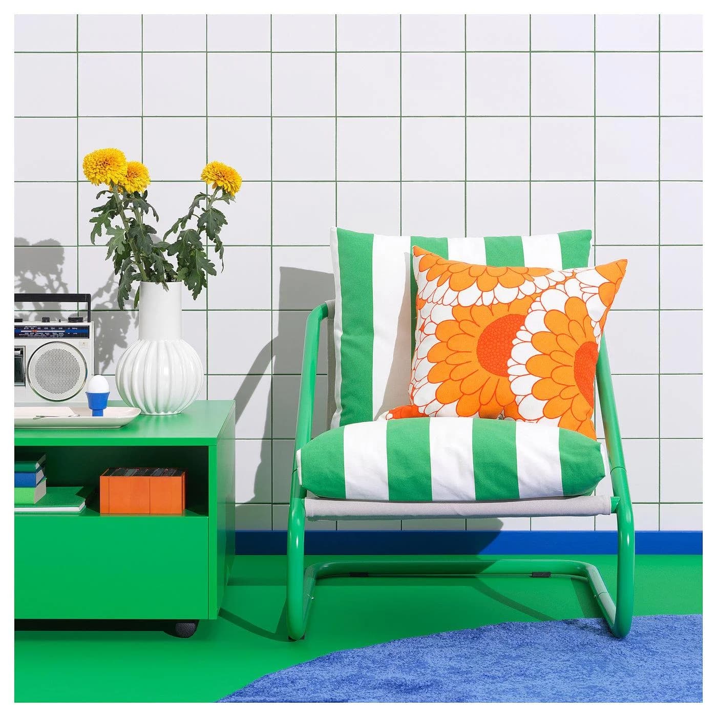 IKEA ÖNNESTAD Polsterkissen-Set Sessel Grün/Weiß