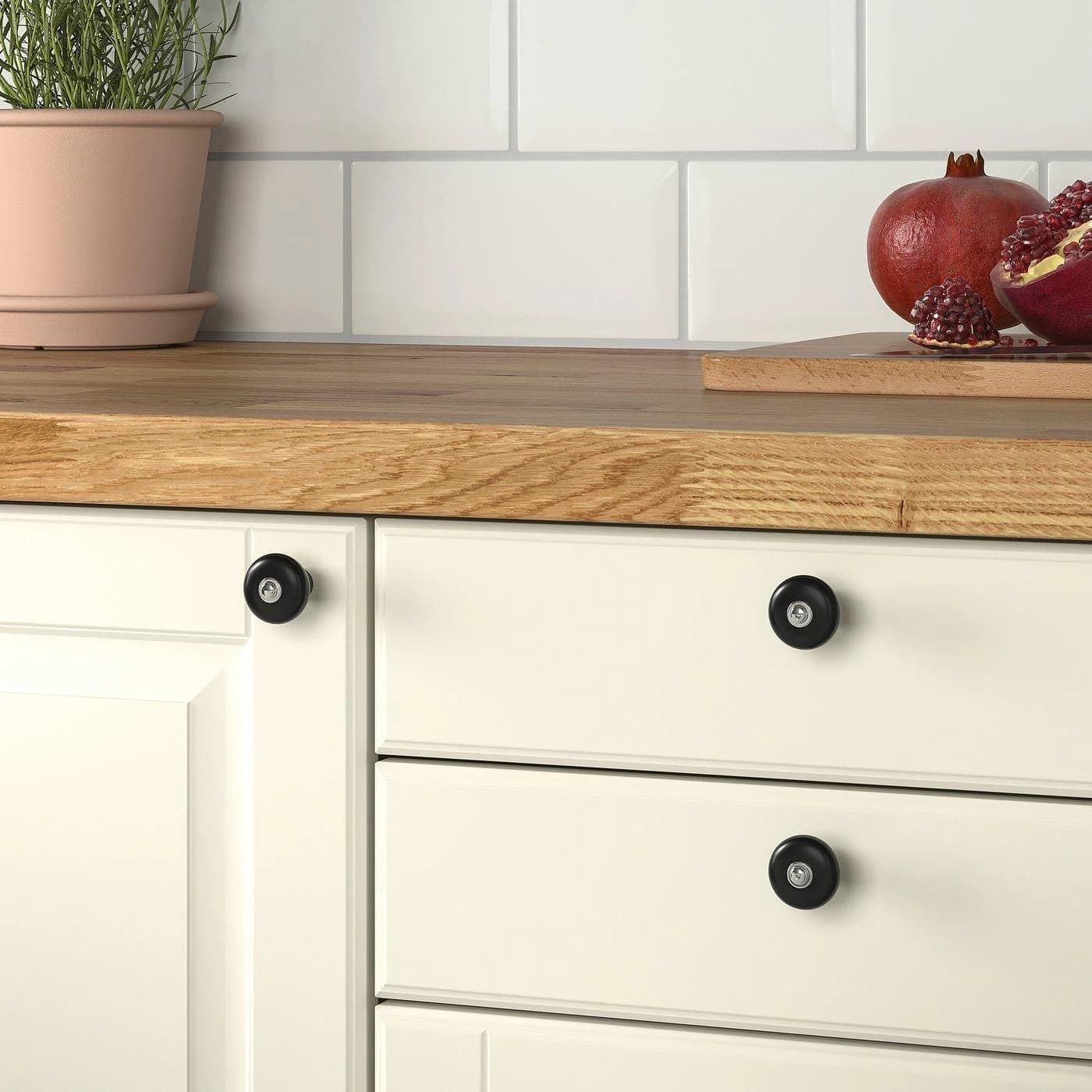 IKEA KLINGSTORP Knopf Schwarz Verchromt