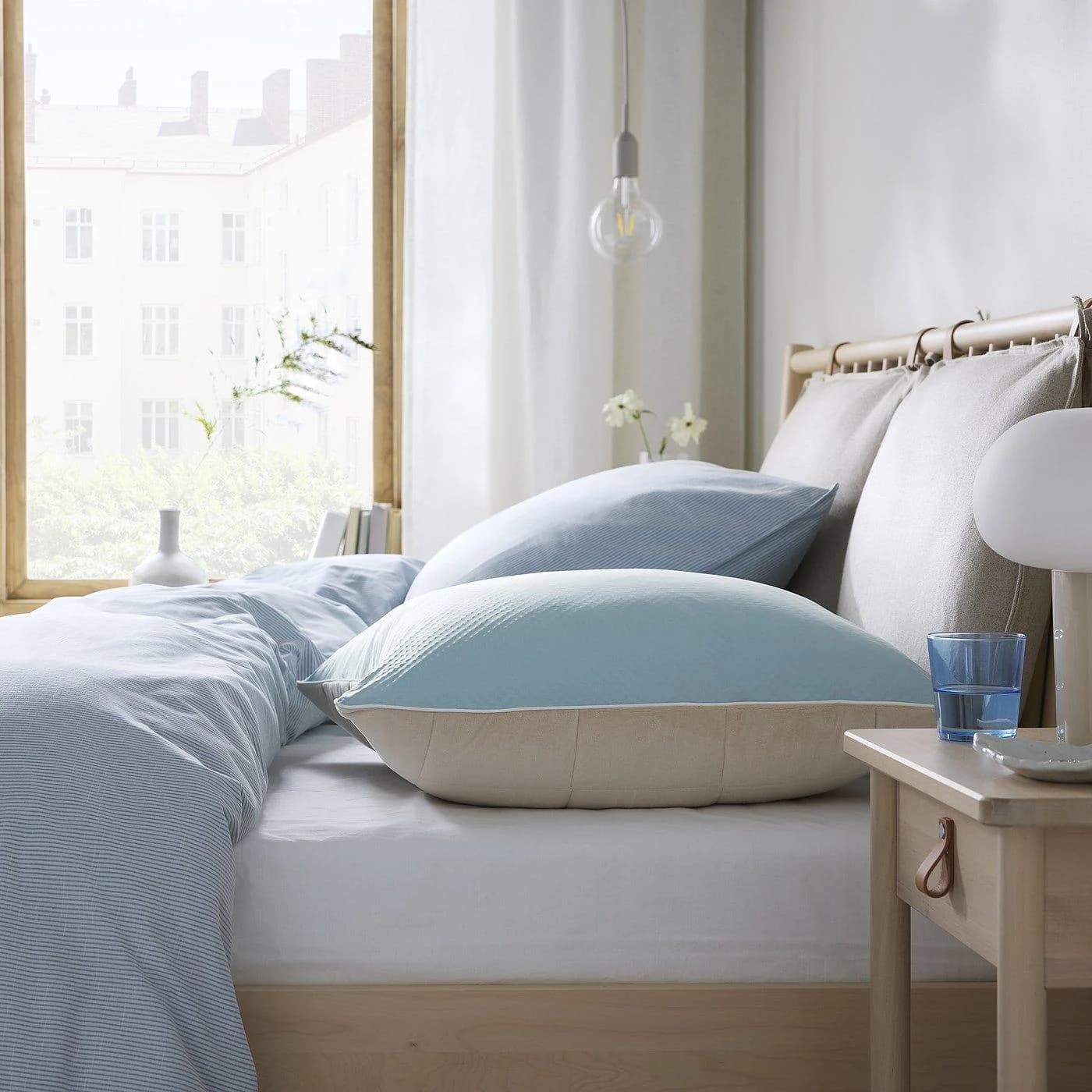 IKEA KEJSAROLVON Kissenschoner Beige Blau Zweiseitig