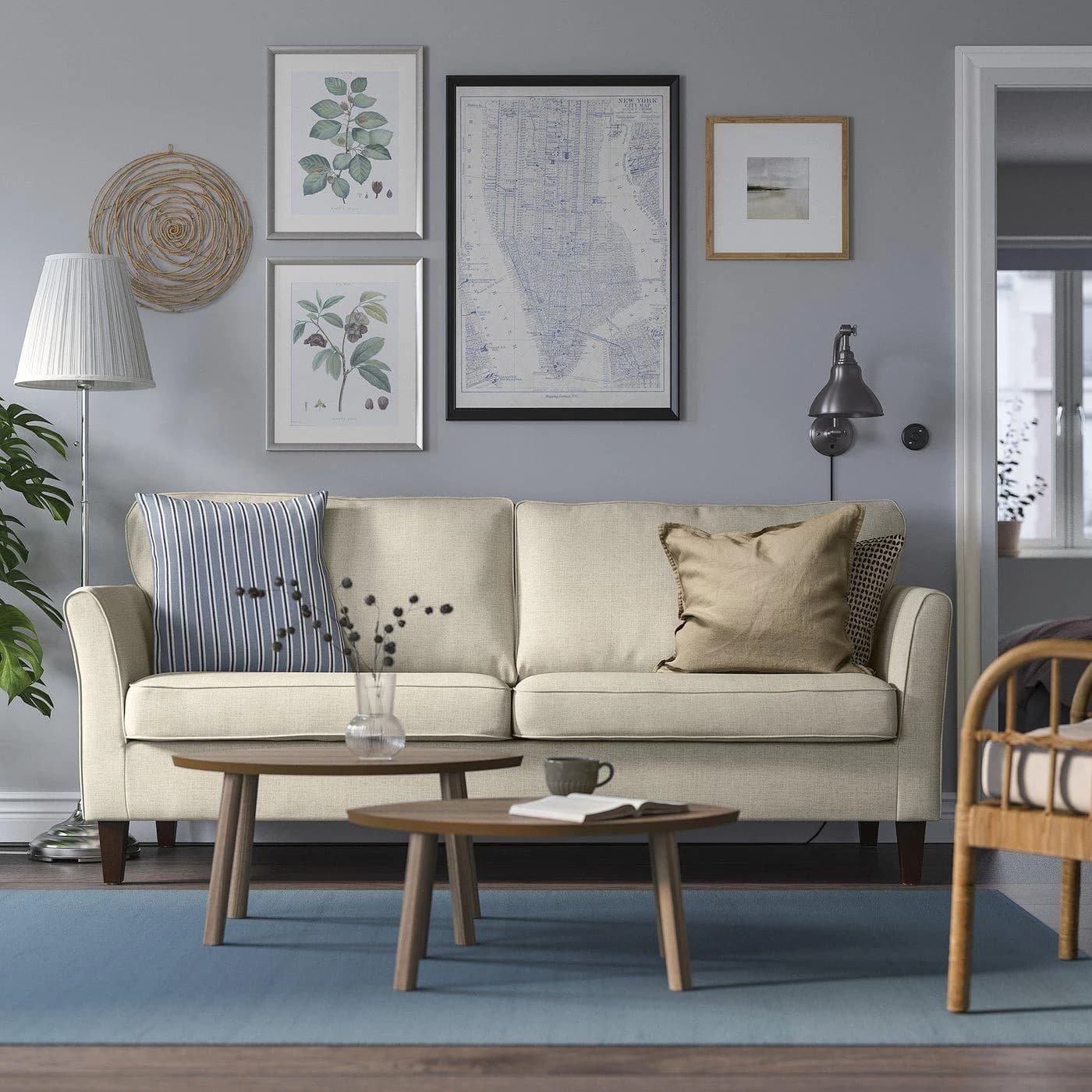 IKEA EKHOLMA 3er-Sofa hellbeige mit abnehmbarem Bezug