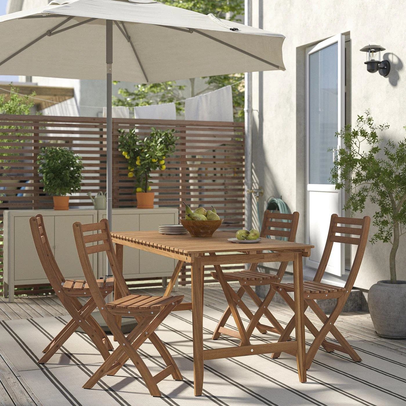 IKEA ASKHOLMEN Tisch+4 Klappstühle/außen Dunkelbraun