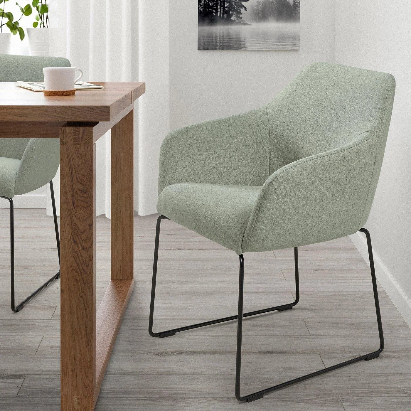 IKEA TOSSBERG Stuhl Schwarz Hellgrün Metall