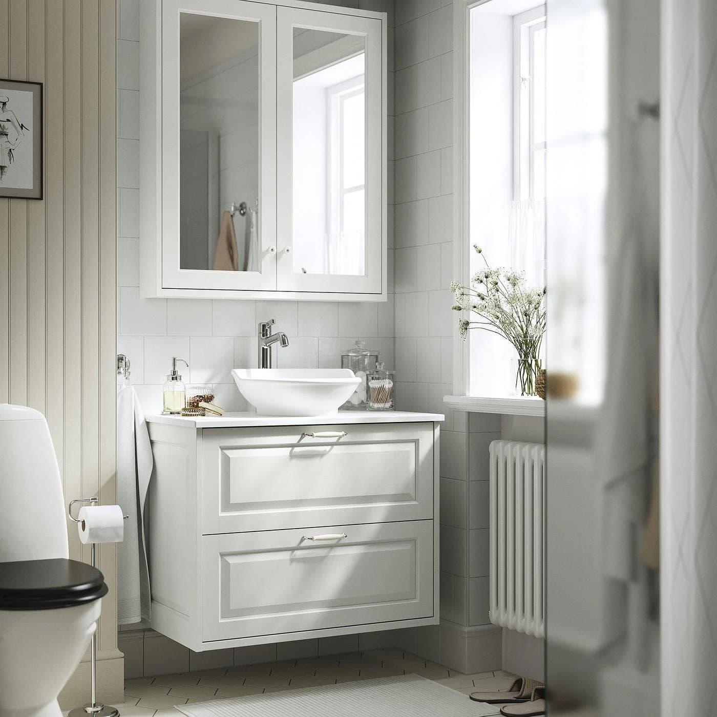 IKEA TÄNNFORSEN / VÄSTERSJÖN Badmöbel Weiß mit Waschbecken und Schubladen