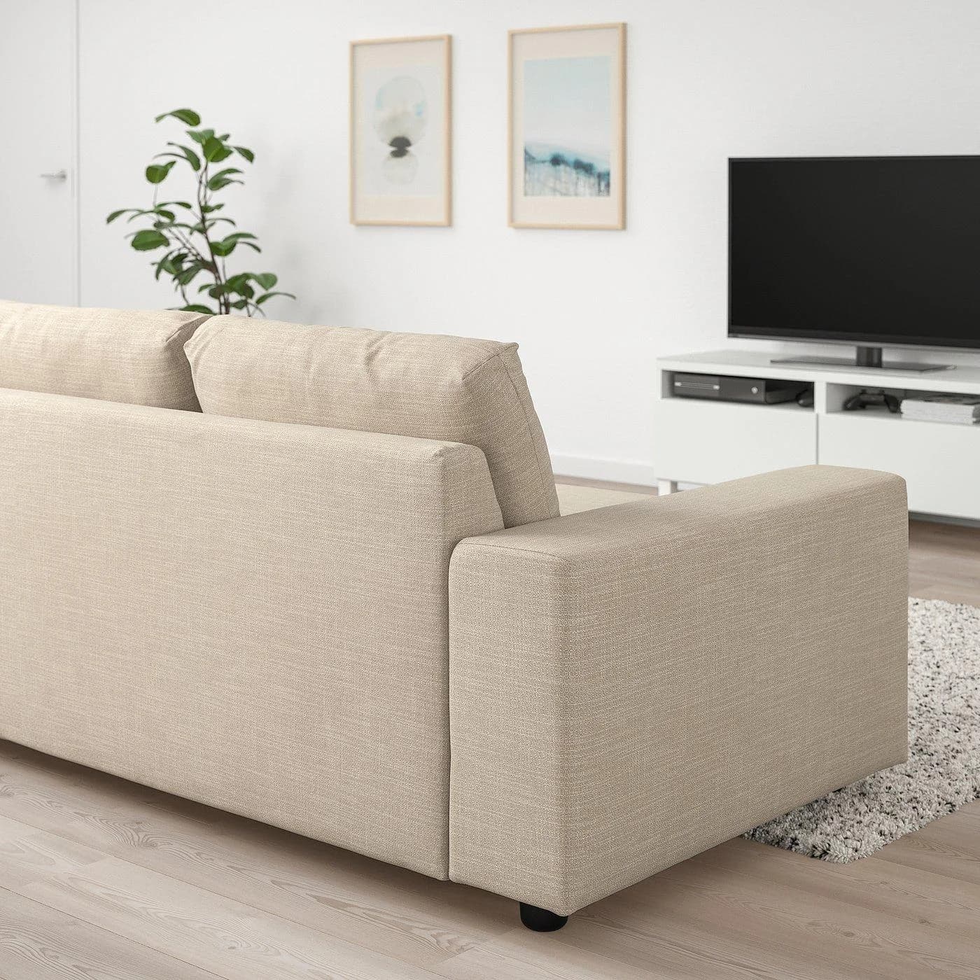 IKEA VIMLE 3er-Bettsofa Beige mit breiten Armlehnen