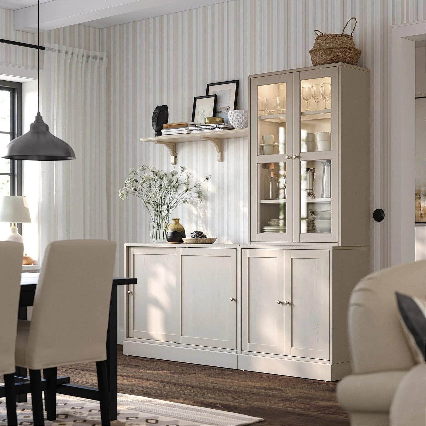 IKEA HAVSTA Aufbewahrung mit Schiebetüren Beige Massivholz