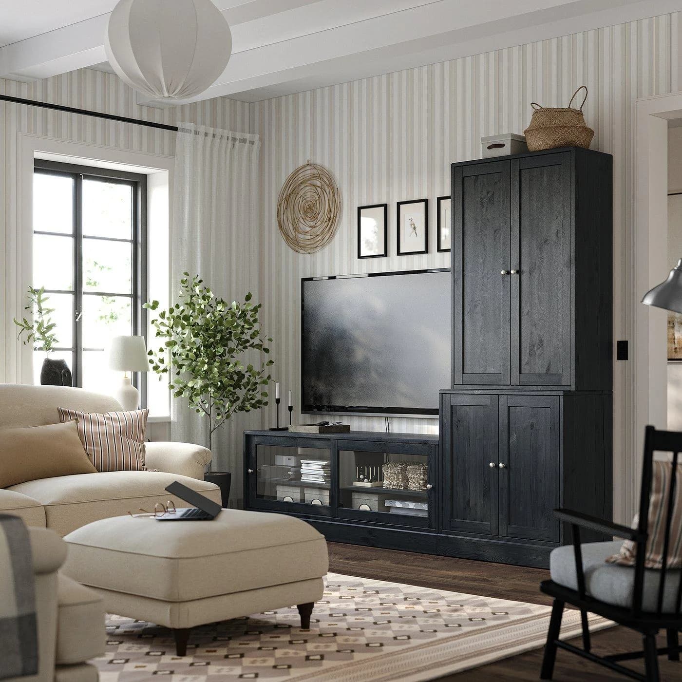 IKEA HAVSTA TV-Möbel Kombination Schwarz Massivholz