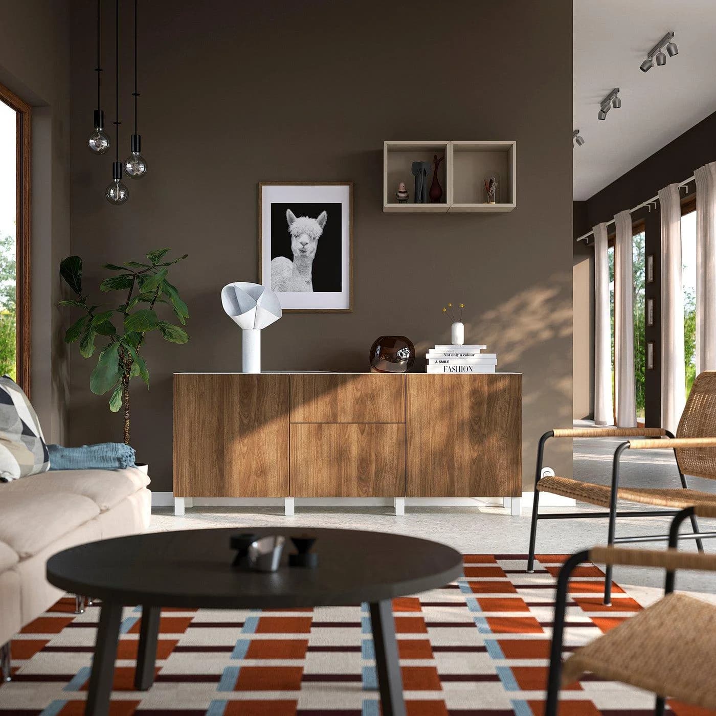IKEA BESTÅ Aufbewahrung mit Schubladen Sideboard Braun/Weiß