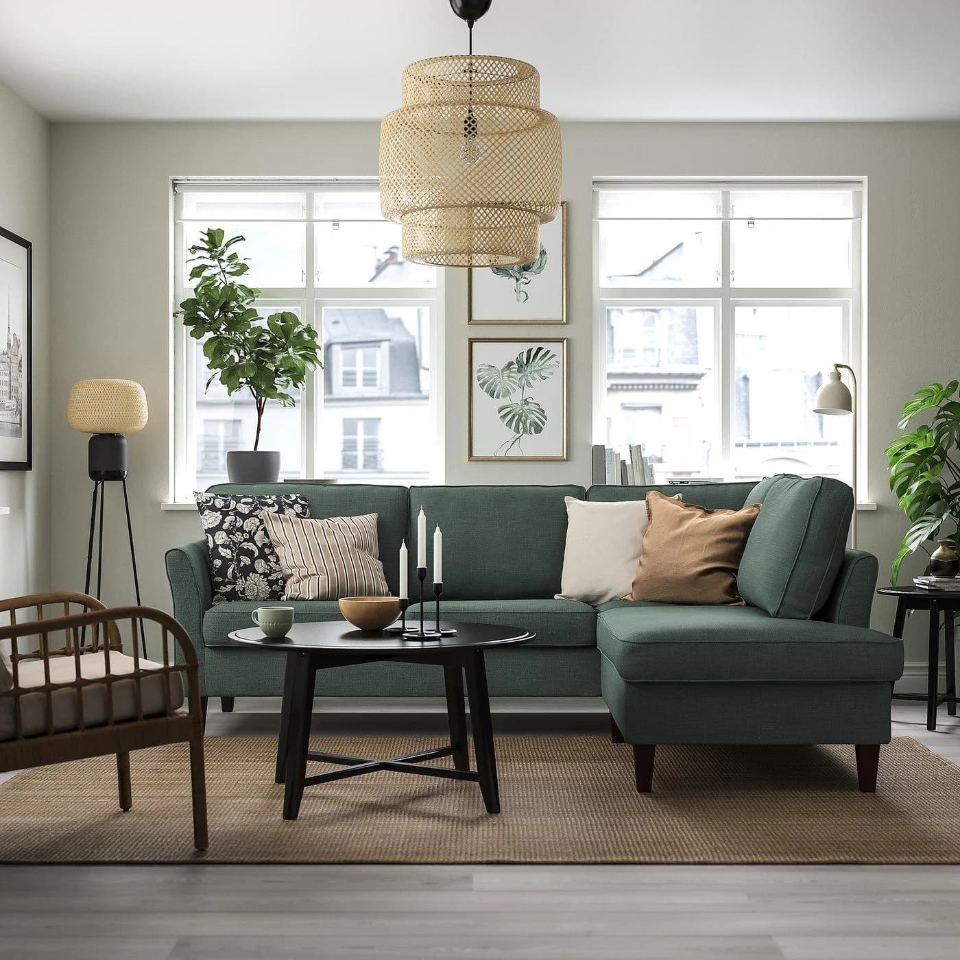 IKEA EKHOLMA Ecksofa 4-sitzig ohne Abschluss Dunkelgrün