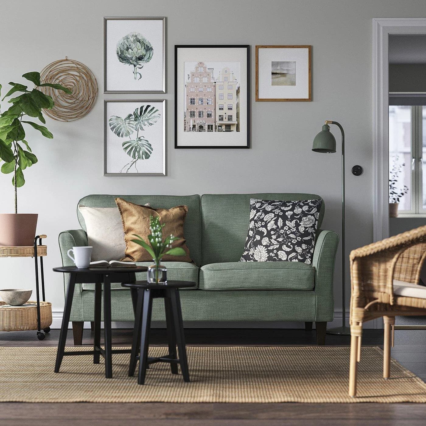 IKEA EKHOLMA 2er-Sofa Dunkelgrün mit abnehmbarem Bezug