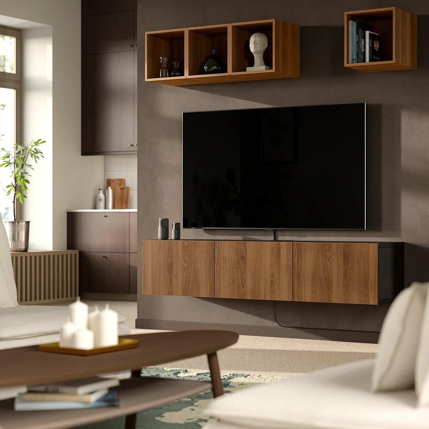 IKEA BESTÅ TV-Bank mit Türen Schwarzbraun Nussbaumnachbildung