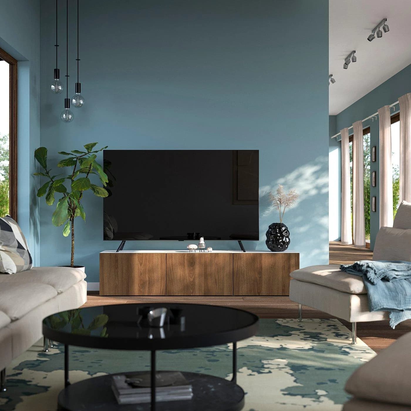 IKEA BESTÅ TV-Bank mit Türen Braun/Weiß