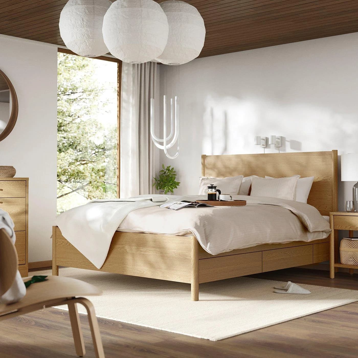 IKEA TONSTAD Schlafzimmermöbel 3er-Set mit Schubladen und Beistelltischen
