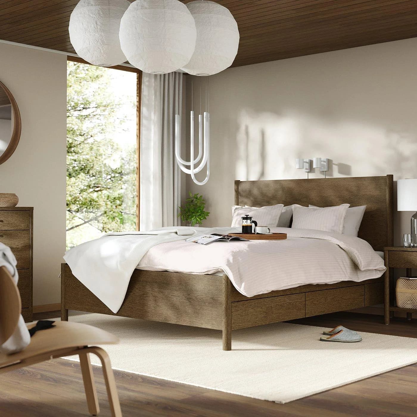 IKEA TONSTAD Schlafzimmermöbel 3er-Set Braun gebeiztes Eichenfurnier