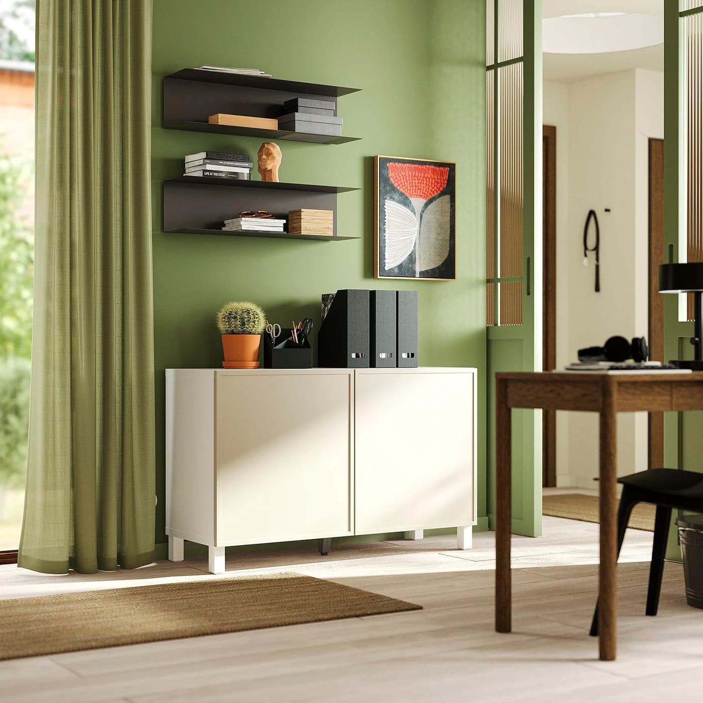 IKEA BESTÅ Aufbewahrung mit Türen Sideboard Beige/Weiß