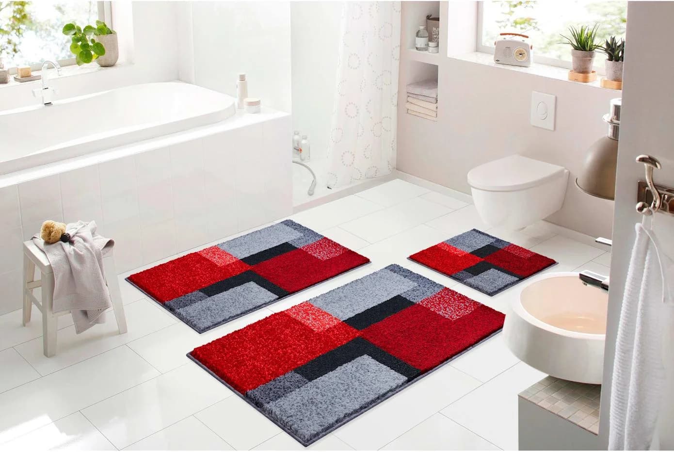 GRUND Badematte GR. 4 Rot WC-Vorleger rechteckig mit Ausschnitt