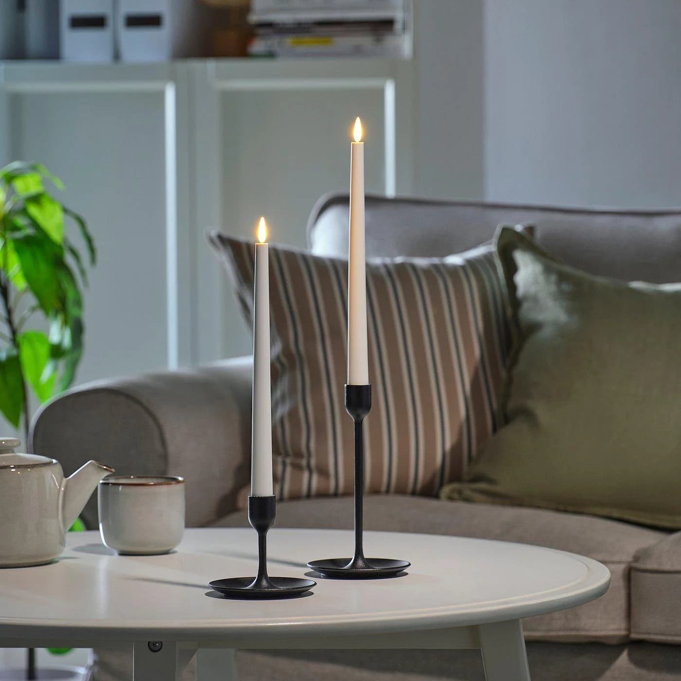 IKEA SMÅLOM LED-Lüsterkerze Batteriebetrieben Weiß mit Timer