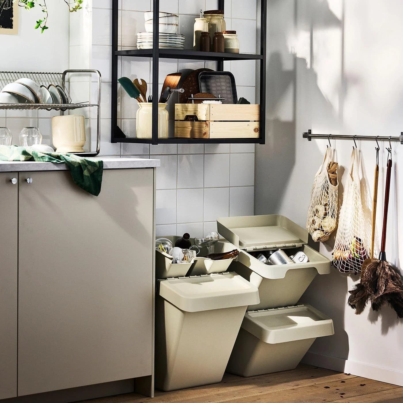 IKEA SORTERA Sortierbehälter mit Deckel Beige