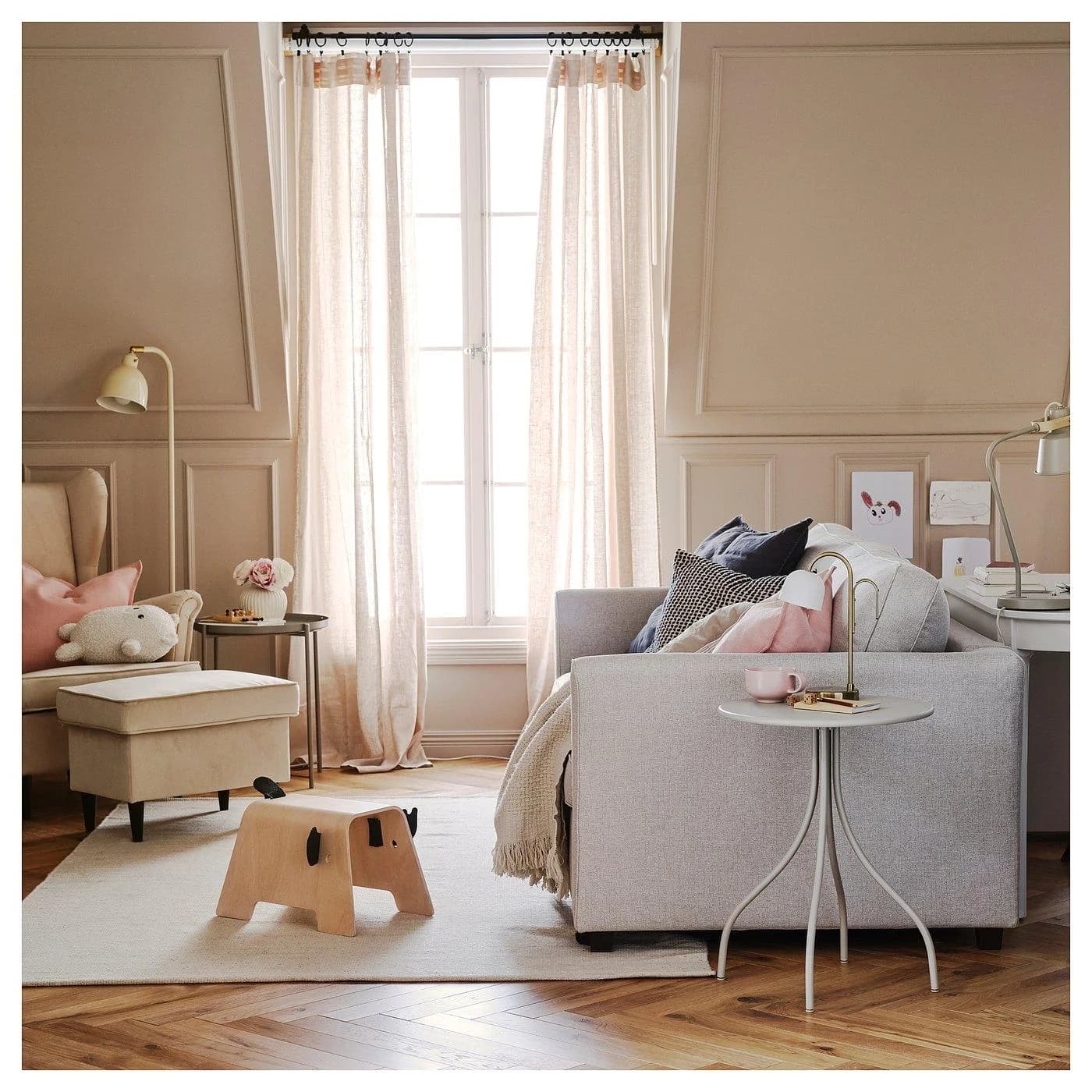 IKEA DYTÅG 2 Gardinenschals Beige Leinen
