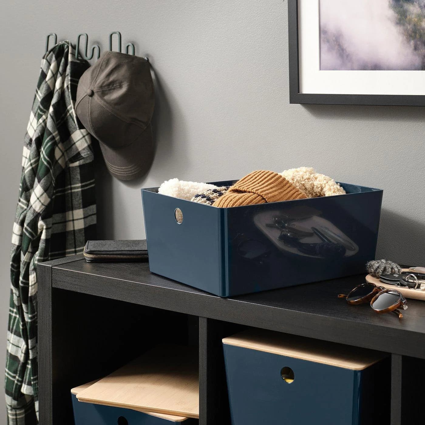 IKEA KUGGIS Box Dunkelblau Glänzend