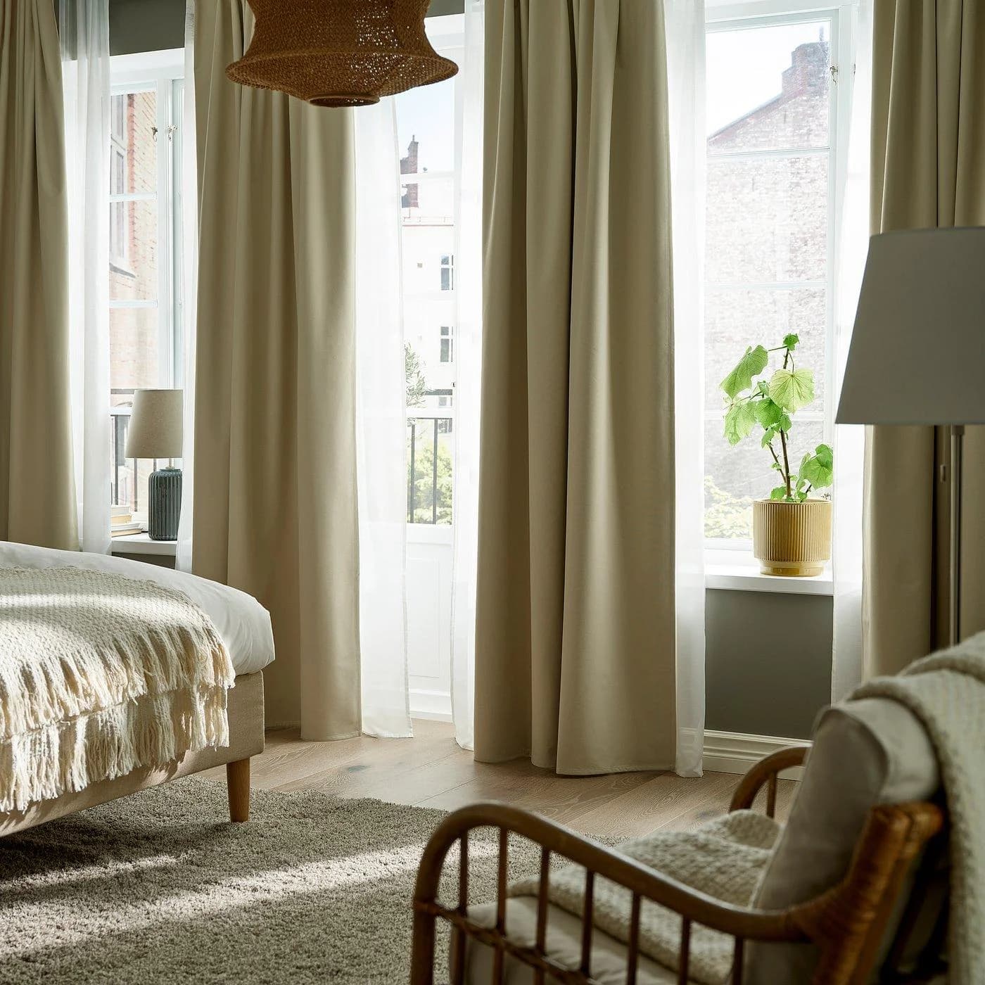 IKEA KORGMOTT 2 Gardinenschals Beige Verdunkelnd