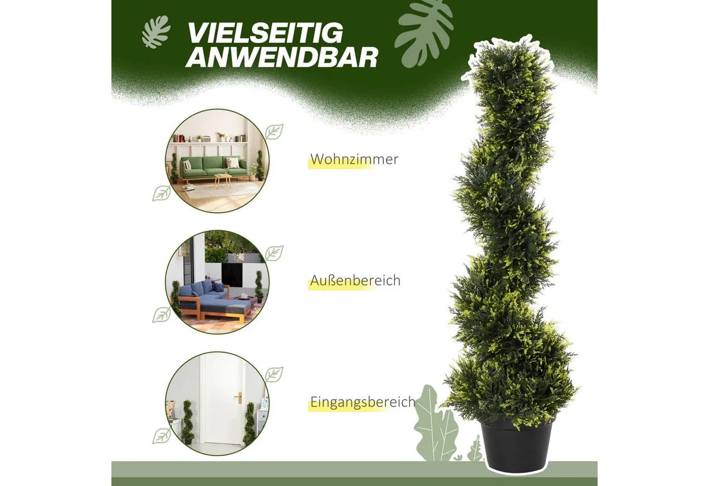 MC Star Kunstpflanze 2er Set Zedernbaum 90 cm Grün Schwarz - Bild 4