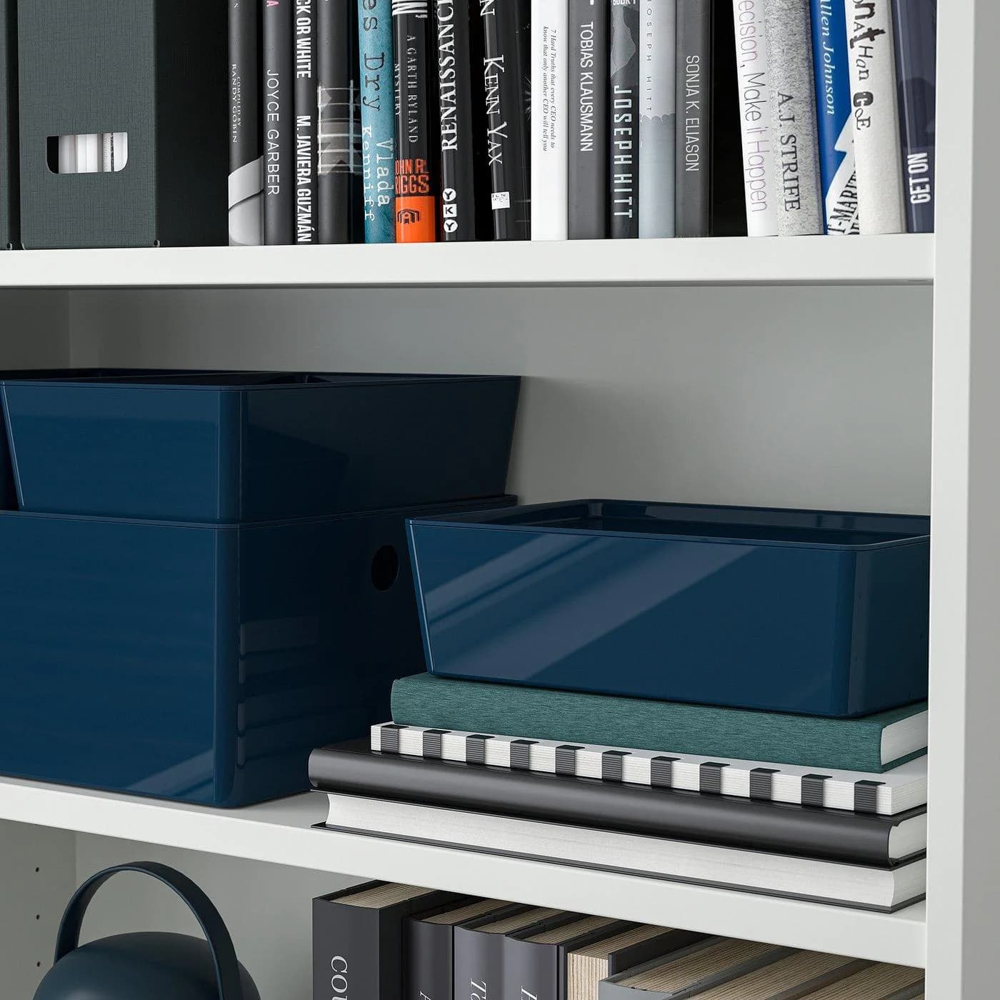 IKEA KUGGIS Box mit Deckel Dunkelblau Stapelbar