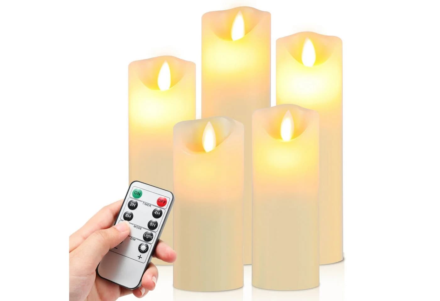 Clanmacy LED-Kerzen Set 5-tlg. aus Echtwachs mit Fernbedienung - Bild 2