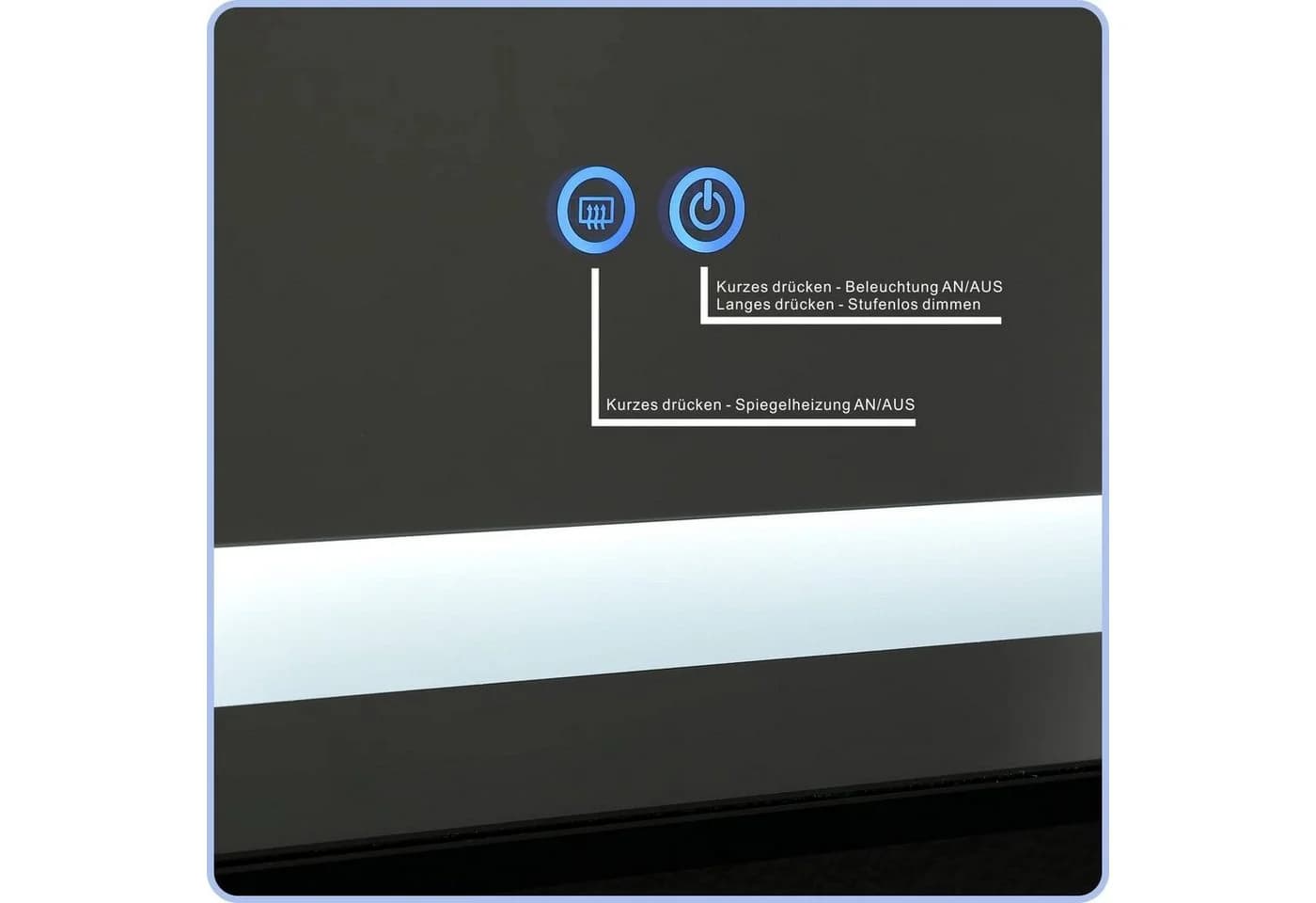 AQUABATOS LED-Lichtspiegel Badezimmerspiegel 80x60cm Anti-beschlag Kaltweiß 6400K Touch IP44 Energiesparend - Bild 4