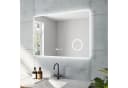 AQUABATOS LED-Badspiegel Silber mit Digitaluhr und Kosmetikspiegel Bild 2