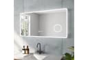 AQUABATOS LED-Badspiegel mit Digitaluhr und Kosmetikspiegel silber Bild 2