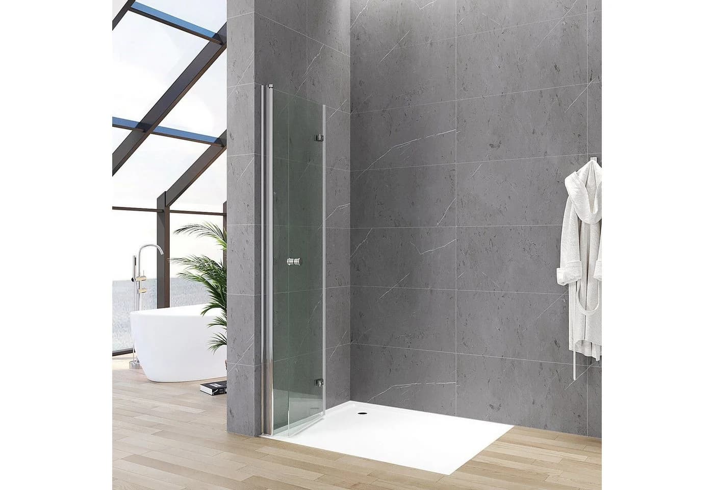 AQUABATOS Walk-in-Dusche Duschwand 5 mm ESG Klarglas