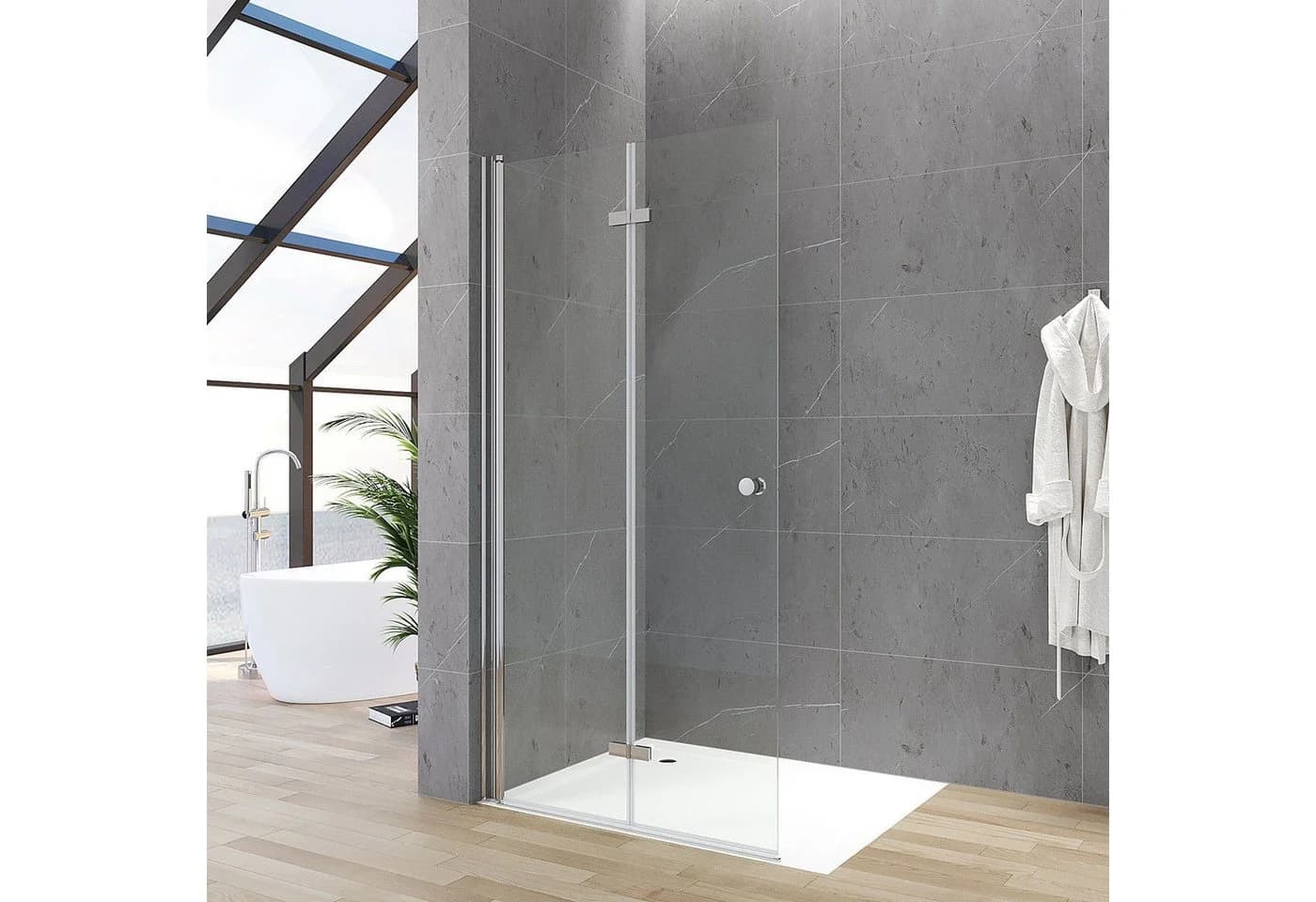 AQUABATOS Walk-in-Dusche Duschwand 5 mm ESG Klarglas - Bild 2
