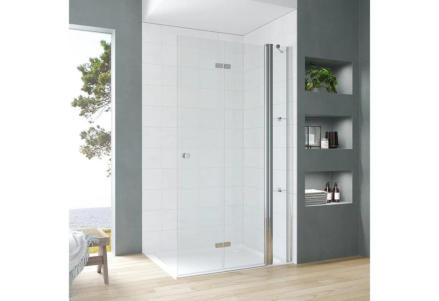 AQUABATOS Duschwand Falttür ESG-Glas Aluminium Silber - Bild 2