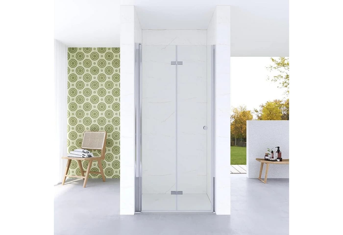 AQUABATOS Dusch-Falttür Nische 5mm ESG Glas Modern Silber Transparent - Bild 2